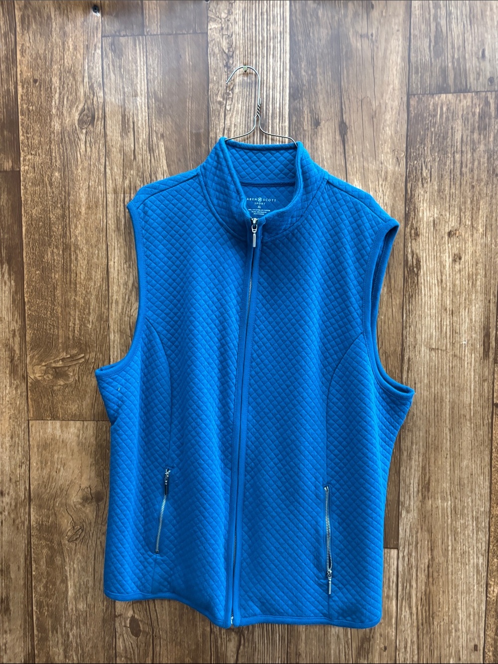 Karen Scott Bright Blue Quilted Full-Zip Men's Vest